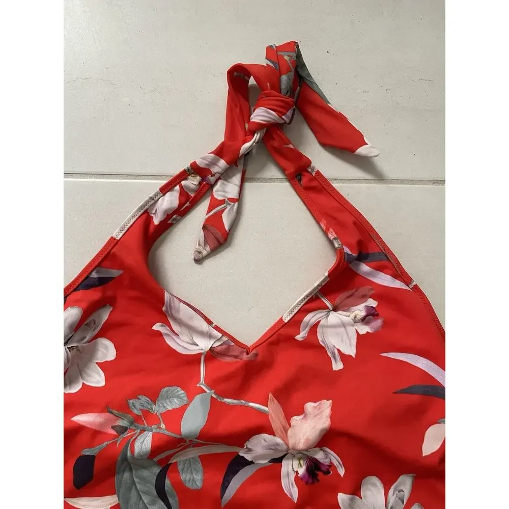 Athleta Swim Women One Piece Halter Swimsuit Waimea Floral Swimwear MT